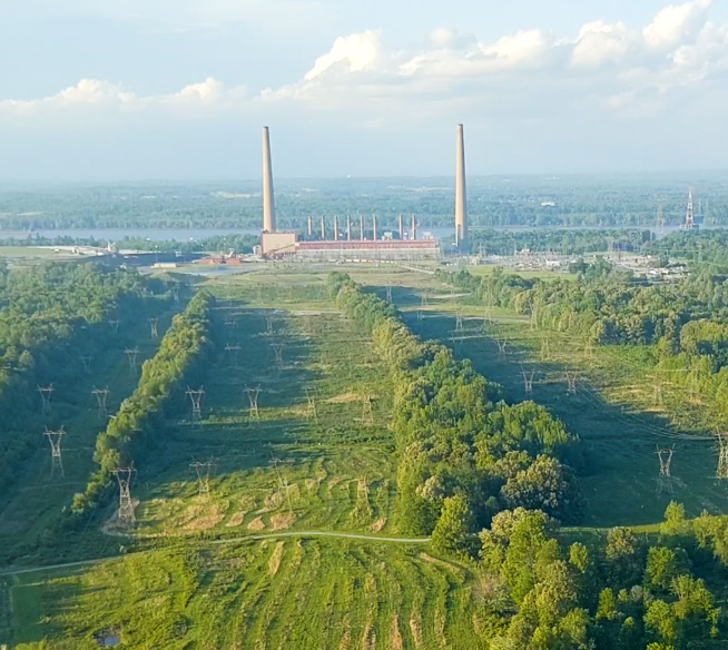 aerial view of power plant
